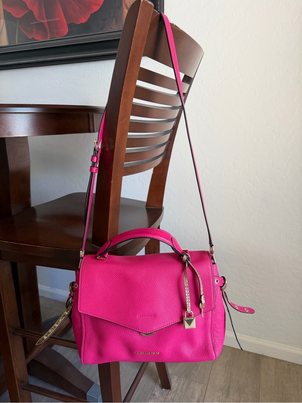 Michael Kors Ultra Pink Bristol Leather Satchel Crossbody
